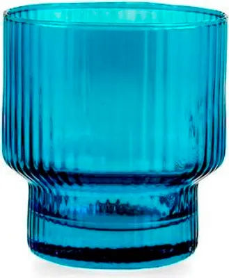 Immagine prodotto di Conf 6 bicchieri Bliss in vetro rigato Blue 32 cl