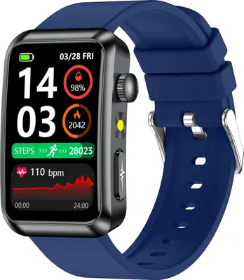 Image de INF Montre Connectée Avancée ECG, Fréquence Cardiaque & SOS - Android & iOS Bleu