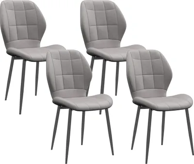 Produktbild von HOMCOM 4er-Set Moderne Esszimmerstühle, Küchen- und Wohnzimmerstühle mit Flanellpolsterung und Stahlbeinen, Grau