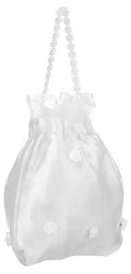 Image de Pochette de mariée - Sac en satin avec motif floral et perles - Accessoire pour mariage et célébrations - Blanc