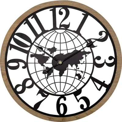 Produktbild von MPM-Quality Wanduhr Mundu Metall Hellbraun-Schwarz Ø 600 mm