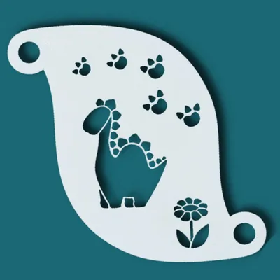 Produktbild von Schminkschablone mit Dino Motiv zur Gestaltung von Gesichtsbemalungen und Körperkunstwerken