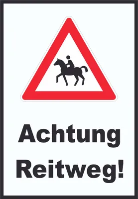 Produktbild von Achtung Reiterweg Schild A5 (148x210mm)