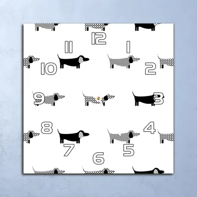 Produktbild von Deko Glasuhr Wanduhr 30x30 Dackel Tiere Hunde Quarz Küchenuhr Bürouhr