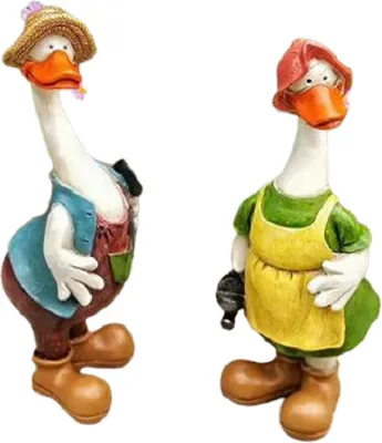 Produktbild von Stehendes Entenpärchen, Gartenfigur, Dekofigur, Gartendekoration, Frühlingsdeko, Figuren für den Garten
