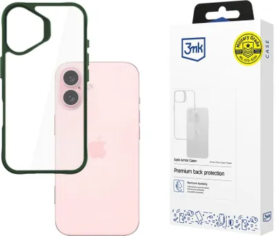 Produktbild von 3MK Satin Armor Case+, Cover, Apple, iPhone 16, 15,5 cm (6.1"), Grün, Transparent