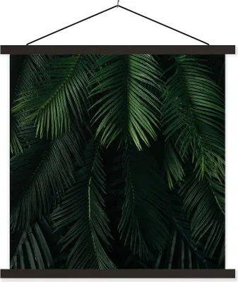 Produktbild von MuchoWow® Textilposter Blätter - Tropisch - Muster - Jungen - Mädchen - Kinder - Kind 120x120 cm mit schwarzem Rahmen - Aufhängungsset