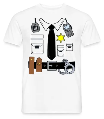 Produktbild von Spreadshirt Polizei Kostüm Karneval Männer T-Shirt, M, Weiß