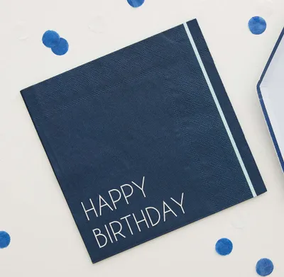 Produktbild von 16 Blaue Happy Birthday Eco Servietten