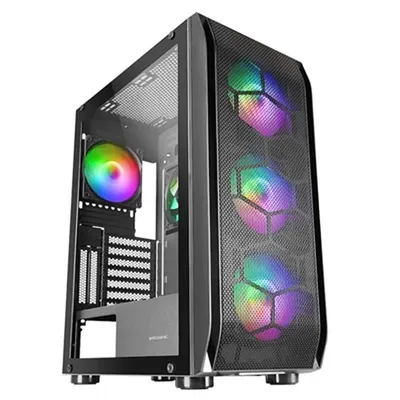 A computer case with RGB lighting.