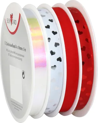Produktbild von SUSY CARD Geschenkband Multispule "Cherie" Ringelband 5 Stück á 10 mm x 5 m