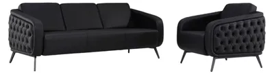 Produktbild von Sofa Sofagarnitur Sessel 3 Sitzer Sofa Couch Ledersofa Sitz Polster Garnitur