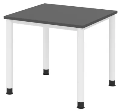 Produktbild von bümö Schreibtisch Serie-H - Größe:  80 x 80 cm, Nachbildung: Graphit, Gestell: Weiß