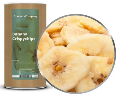 Produktbild von CrackersCompany Bananen-Chips (Banana Crispychips), Membrandose 400 g