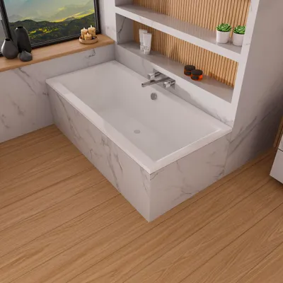 Produktbild von ECOLAM Badewanne Rechteckbadewanne 200x90 cm Pryzmat Styropor Acrylwanne + Füße Ablauf Wanne