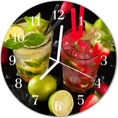 Produktbild von Glasuhr Wanduhr Küchenuhr Echt-Glas 30fi cm Cocktail mehrfarbig
