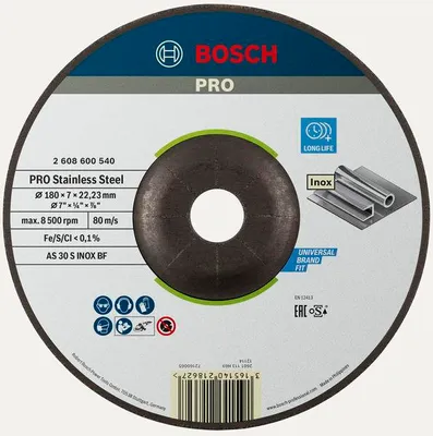 Produktbild von PRO Stainless Steel Schruppscheibe, 180 x 6 x 22,23 mm