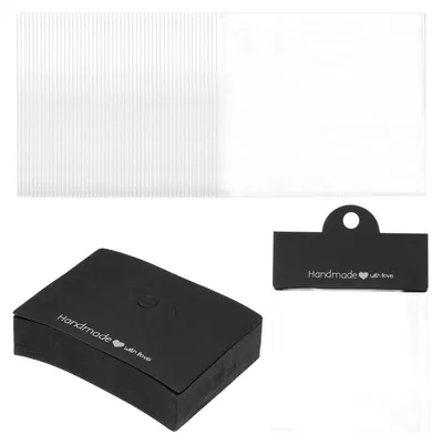 Schmuck-Display-Taschen, 50 Stück, Schwarz, 100x80 mm