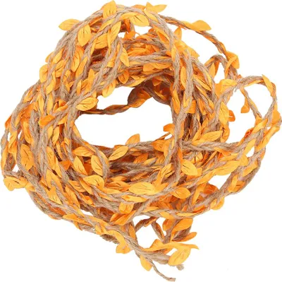Image de 10 mètres de ruban de feuilles artificielles, guirlande tressée, tissage, corde de chanvre, bouquet de fleurs, accessoires DIY, mandarine