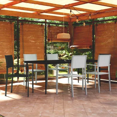 Immagine prodotto di vidaXL set da pranzo da giardino 7 pezzi bianco e nero