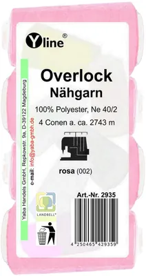 4 Overlock-Garnspulen, rosa, 100% Polyester, NE 40/2, je 2743 m