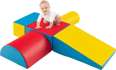 Produktbild von GOPLUS 5 TLG. Schaumstoffbausteine, Softbausteine zum Klettern & Rutschen, Riesenbausteine für Kinder, Großbausteine mit Vielseitige Formen für Kinderzimmer & Kindergarten (Blau)