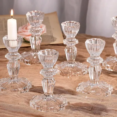 Image de Support-bougie en verre transparent, grand, idéal pour les mariages