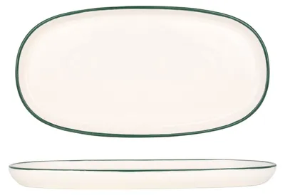 Obrázek produktu pro Servírovací mísa Rinart - zelený okraj - porcelán - 25x13 cm