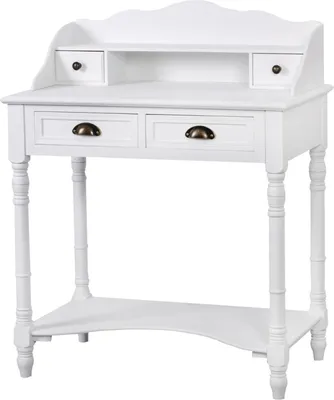 Produktbild von FURNLUX Konsolentisch Latina Weiss Und Schwarz 80cm / Hauptfarbe: Weiß / Abmessungen: 80 x 101 x 48 cm