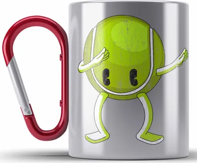 Produktbild von Trendation - Tennis Spieler Edelstahl Tasse Karabiner Geschenk Tennis-Trainer Coach Geschenkidee (Rot)