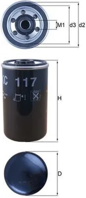 Produktbild von Kraftstofffilter MAHLE KC 117 für DAF F 900 Anschraubfilter