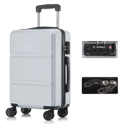 Produktbild von Premium Reisekoffer TSA-Schloss,YKK-Reißverschluss Hartschalen-Koffer Trolley Kabinenkoffer Rollkoffer Suitcase Handgepäck 4 Rollen (Silber, M)