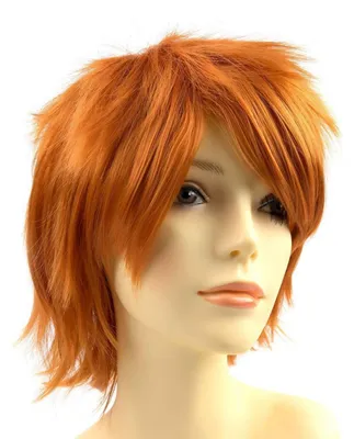 Immagine prodotto di Parrucca sintetica, ondulata, color arancione scuro con frangia, per cosplay e Halloween, adatta alle donne