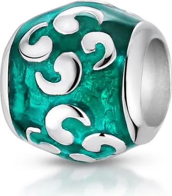 Produktbild von MATERIA by Matthias Wagner Bead Anhänger mit Emaille türkis aus 925 Silber für Armband / Kette 1112