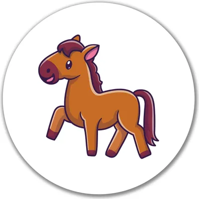 Produktbild von Huuraa Aufkleber Pferd Comic 10cm rund Sticker Geschenkidee