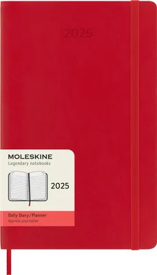 Produktbild von Moleskine 12 Monate Tageskalender 2025, Large/A5, 1 Tag = 1 Seite, Weicher Einband, Scharlachrot