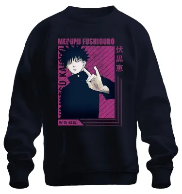 Obrázok produktu pre Jujutsu Kaisen Megumi Fushiguro Anime estetika fanúšik darček Vintage Uni mikina pulóver, Navy, S