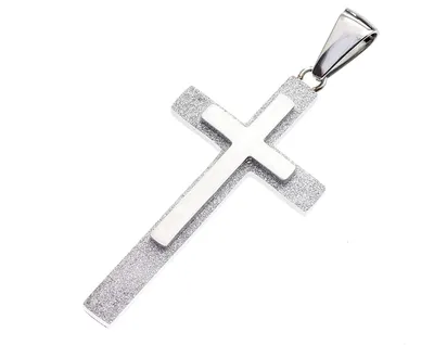 Produktbild von Edelstahl Kreuz Anhänger Silber Look und Edelstahl Kette - YSP261 - 45.0 Zentimeter