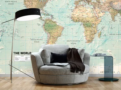 Produktbild von Vlies Fototapete Weltkarte 400x280 cm Tapeten Wandtapete XXL Geographie Kontinente k-A-0091-a-d