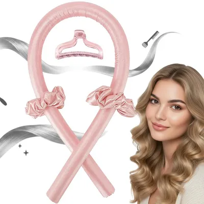 Produktbild von Lockenwickler Set ohne Hitze für sanfte Locken – inkl. Haarspange und Haargummis