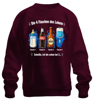 Immagine prodotto di "Die 4 Flaschen des Lebens" - Felpa con scritta, sarcasmo, colore bordeaux, taglia M