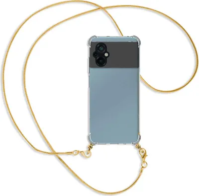 Produktbild von Handykette Backcover-Schutzhülle mit Band (Metall goldfarben) für Xiaomi Poco M5 (6.58'') - goldfarbene Snake-Kette