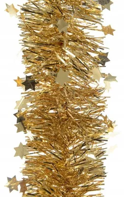 Zdjęcie produktu dla Łańcuch choinkowy z gwiazdkami, złoty, folia, 10 × 270 cm, girlanda świąteczna, 1 szt.