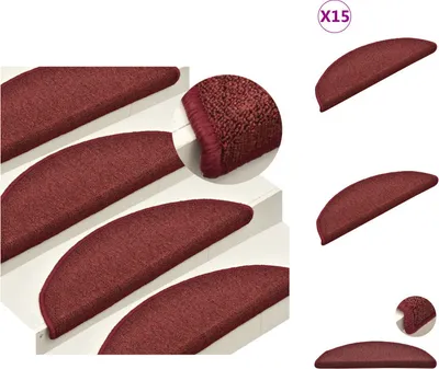 Produktbild von vidaXL Treppenmatten 15 Stk. Rot 56x17x3 cm - Stufenteppiche