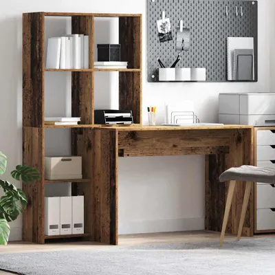 Image de Maison Exclusive - Bureau Bois Ancien 138,5 x 55 x 143 cm Bois d'ingénierie