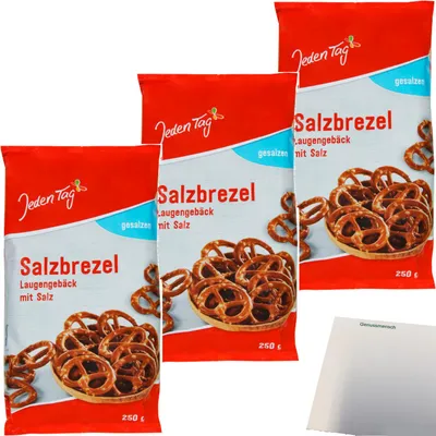 Produktbild von Jeden Tag Salzbrezel 3er Pack (3x250g Packung) + usy Block