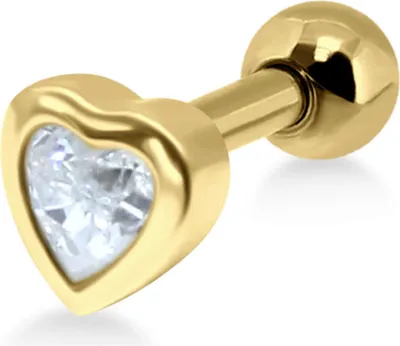 Produktbild von Helix Ohrpiercing 925 Sterling Silber vergoldet Herz mit Zirkonia Material - Silber gelbvergoldet Verschlusskugel - 4 mm