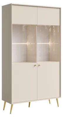 Produktbild von Vitrine ROSVIA 01 – 2 Türen (105,5×191,2×40,5 cm) – Wüstensand, ohne Beleuchtung