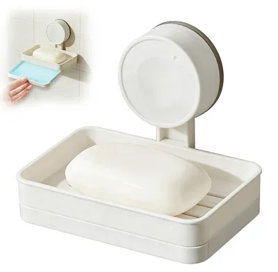 Imagen del producto de Dispensador de jabón con desagüe, para montaje en pared sin necesidad de taladrar, desmontable, ideal para ducha y cocina