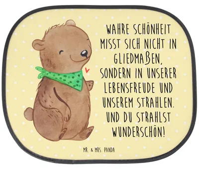 Produktbild von Mr. & Mrs. Panda Autosonnenschutz Bär Dysmelie - Gelb Pastell - Geschenk, pkw sonnenschutz, Auto, Autoscheibe, Fenster
